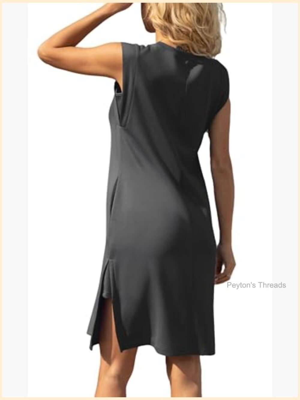 Sleeveless Midi Dress with Pockets, Wrinkle-Free, Loose Fit - Picture 6 of 7